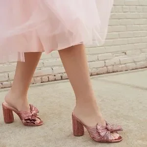 【関税込み】Penny Sandals - Loeffler Randall - Pink - Leathe Penny Pleated Bow Heel in Beauty | Over The Moon